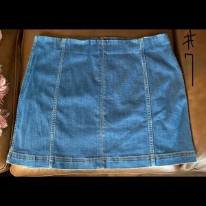 high rise jean skirt
